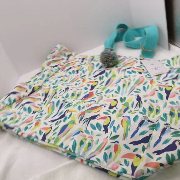 NEW Tommy Bahama Colorful Birds Tropical Toucan Reusable Large Tote Bag Cotton - Picture 3 of 9